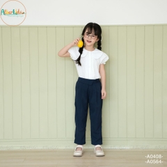 Quần dài bé gái baggy cạp chéo 2 màu ĐEN, XANH ĐEN A0564
