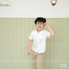 Áo sơ mi trắng bé trai cộc tay túi chéo A0565