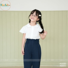 Quần dài bé gái baggy cạp chun 2 màu ĐEN, XANH ĐEN A0595