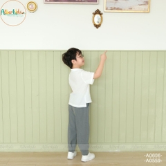 Áo sơ mi trắng bé trai cộc tay sọc gân A0606