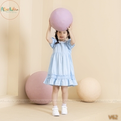 Váy BG xanh phối ren cổ V61