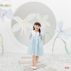 Váy bé gái xanh xốp hoa V77