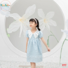 Váy bé gái xanh xốp hoa V77