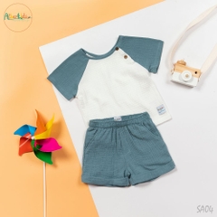 Bộ Đồ Bé Trai Xanh Trắng SA04