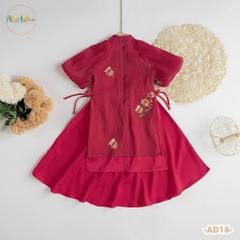 Áo dài Đỏ BG thêu hoa AD18