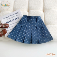 Chân váy bò in họa tiết bé gái A0736