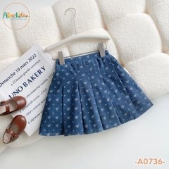 Chân váy bò in họa tiết bé gái A0736