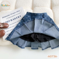 Chân váy bò in họa tiết bé gái A0736