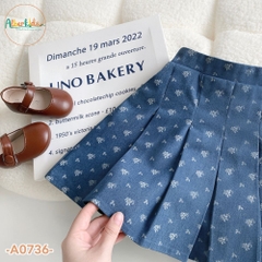 Chân váy bò in họa tiết bé gái A0736