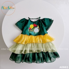 Váy bé gái 3 tầng hình in A0663