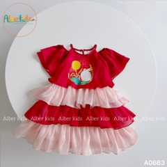 Váy bé gái 3 tầng hình in A0663