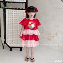 Váy bé gái 3 tầng hình in A0663
