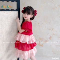 Váy bé gái 3 tầng hình in A0663