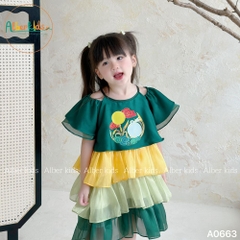Váy bé gái 3 tầng hình in A0663