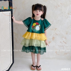 Váy bé gái 3 tầng hình in A0663