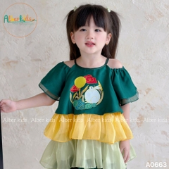 Váy bé gái 3 tầng hình in A0663