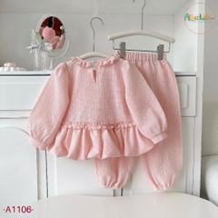 Sét bộ đồ bé gái dài tay kẻ A1106