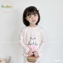 Bộ đồ bé gái dài tay in HELLO GIRL  A0721
