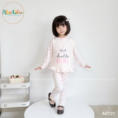 Bộ đồ bé gái dài tay in HELLO GIRL  A0721