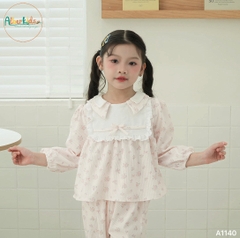 Sét bộ BG dài tay nhung tăm in họa tiết A1140