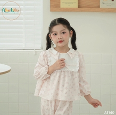 Sét bộ BG dài tay nhung tăm in họa tiết A1140