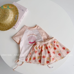 Sét đồ bơi bé gái áo ngắn tay kèm chân váy A0728