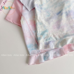 Sét đồ bơi bé gái màu loang A0890