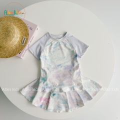 Sét đồ bơi bé gái màu loang A0890