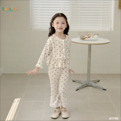 Sét bộ BG dài tay lông thỏ in trái tim A1146