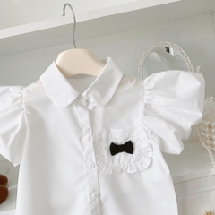 Áo sơ mi trắng đính nơ túi A0901