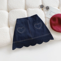 Chân váy bò họa tiết trái tim A0758