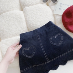 Chân váy bò họa tiết trái tim A0758