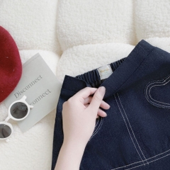 Chân váy bò họa tiết trái tim A0758