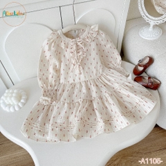 Váy BG dài tay họa tiết trái tim cách điệu A1105