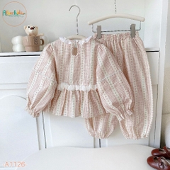 Sét bộ BG dài tay kẻ hoa A1126