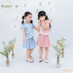 Sét áo + chân váy bé gái cách điệu A0205