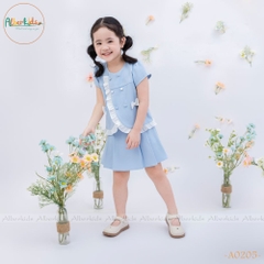 Sét áo + chân váy bé gái cách điệu A0205