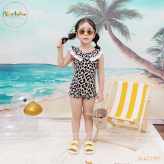 Bộ bơi da báo bé gái phối nơ AG0199