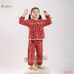 Sét đồ bé gái chất liệu cào bông in hoa A0297