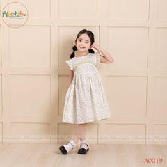 Váy bé gái cổ tròn sát nách hoa A0219