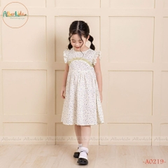 Váy bé gái cổ tròn sát nách hoa A0219