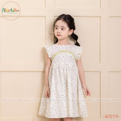 Váy bé gái cổ tròn sát nách hoa A0219