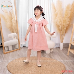 Váy bé gái cổ trắng phối nơ màu hồng AG0184