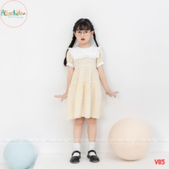 Váy bé gái phối cổ vuông trắng V85