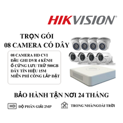 (HIKVISION) Bộ Kit 8 Camera Cố Định Trong Nhà Và Ngoài Trời (2MP)