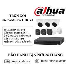 (DAHUA) Bộ Kit 6 Camera Cố Định Trong Nhà Và Ngoài Trời (2MP)
