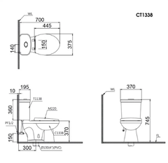Bàn Cầu  Hai Khối  CAESAR - CT1338