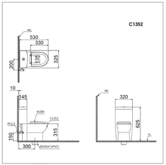 Bàn Cầu Trẻ Em - Một Khối CAESAR-C1352