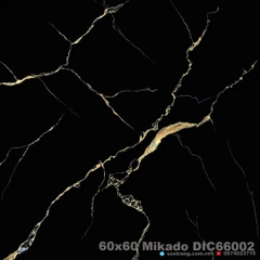 Gạch Porcelain 60x60 Mikado DIC66002 Đen tia chớp bóng - Men Kim cương