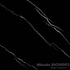 Gạch Porcelain 60x60 Mikado DIC66003 Đen tia chớp đen bóng - Men Kim cương